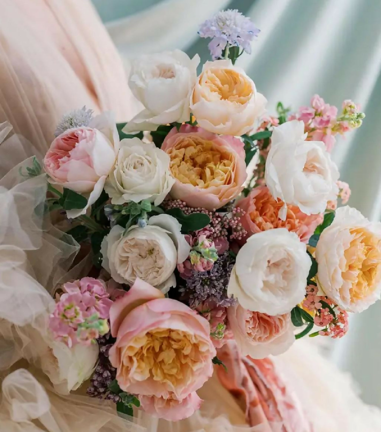 fall theme large garden roses wedding david austin beatrice edith eugenie effie juliet flower bouquet